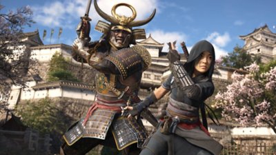 Assassin’s Creed Shadows – Screenshot von Naoe und Yasuke in Kampfhaltung