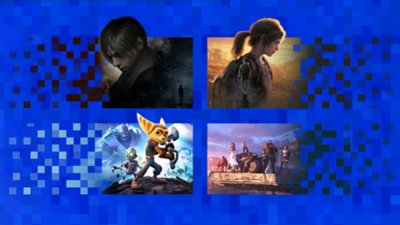 Best modern remakes for PlayStation artwork, featuring Resident Evil 4, The Last of Us Part I, Ratchet & Clank, and Final Fantasy VII Remake