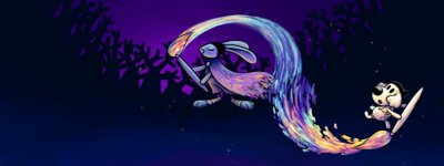 Chicory: A Colorful Tale umetnički prikaz koji prikazuje Chicory koja slika na stazi sa više boja
