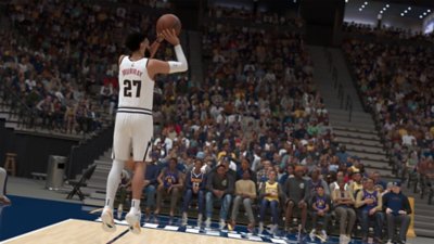 لقطة شاشة من لعبة NBA 2K25 تعرض اللاعب Jamal Murray وهو ينفّذ رمية