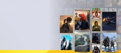 PlayStation Plus key art showing a wide offering of game available on the service.