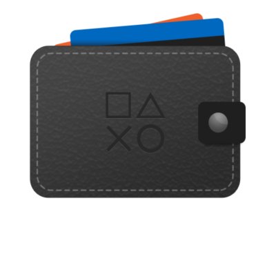 An illustration of a wallet emblazoned with the PlayStation Shapes logo. 